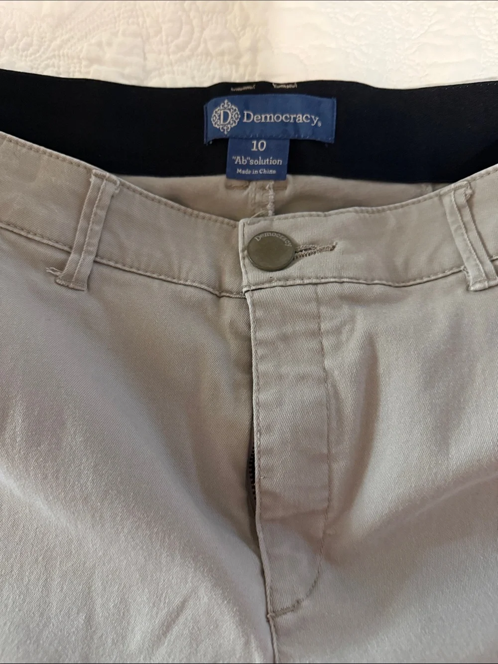 Democracy Straight-Leg pants in Light Taupe